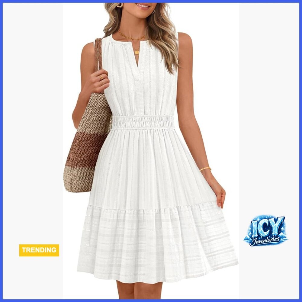 Cotton Linen Sleeveless V-Neck A-Line Dress with Pockets